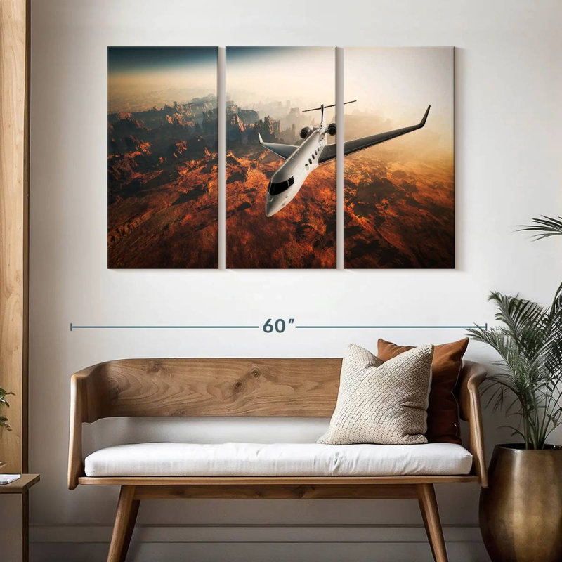 Mehar Private Jet Over Canyon, 32" H x 50" W