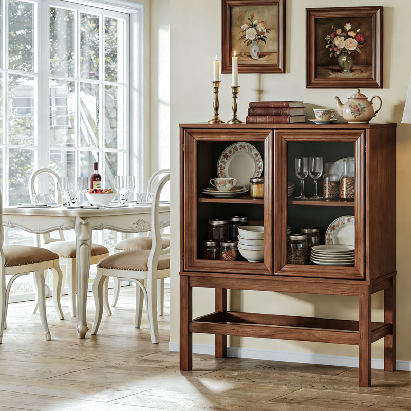 Mid Century Modern Sideboard Buffet Cabinet With Storage For Dining Room, Living Room, Walnut