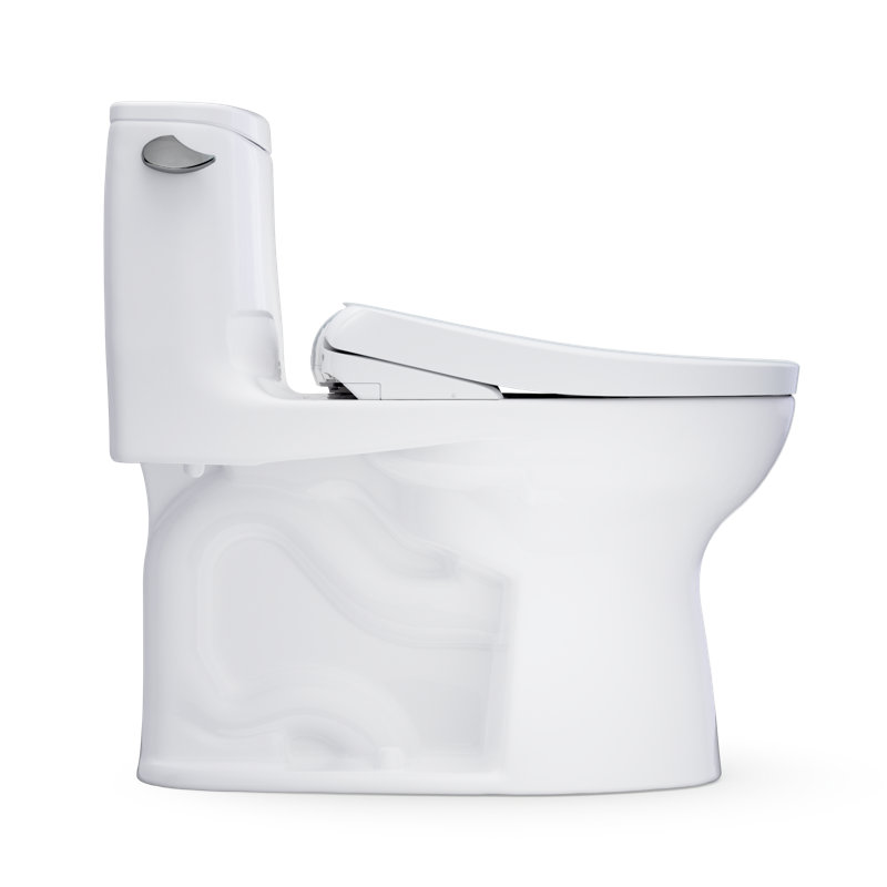 TOTO Ultramax WASHLET+ S7A One-Piece Elongated 1.6 GPF Auto Flush Universal Height Toilet with CEFIONTECT, Cotton White - MW6084736CSFGA#01