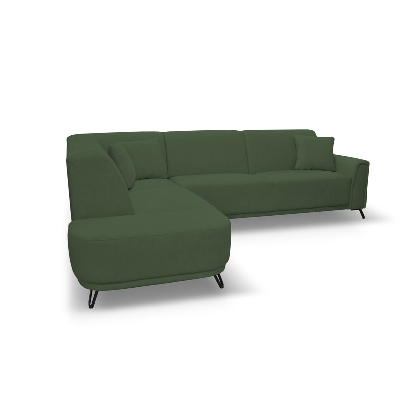 Vecellio 4 Seater Corner Sofa , Left facing, Dark green