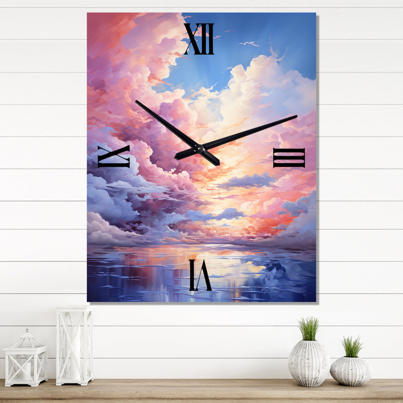 Clouds Whimsical Cloudscape Playful - Landscape & Nature Wall Clock, 32" H x 16" W x 1" D