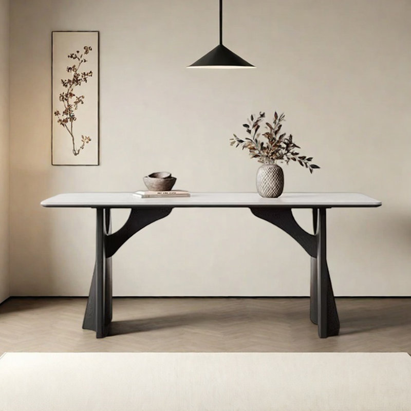 Black Solid Wood Dining Table, 29.52"H x 55.11"L x 31.49"W