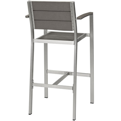 Tabouret de bar d'extérieur en aluminium Shore gris argenté par Modway