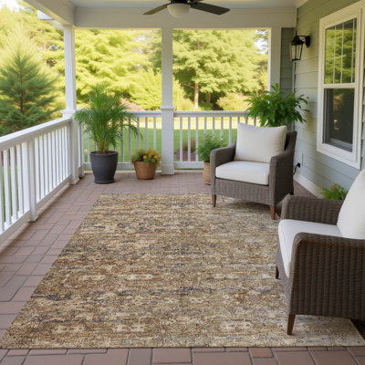 Machine Washable Indoor/Outdoor Hashlamoun ACN2324 Ikat Rug