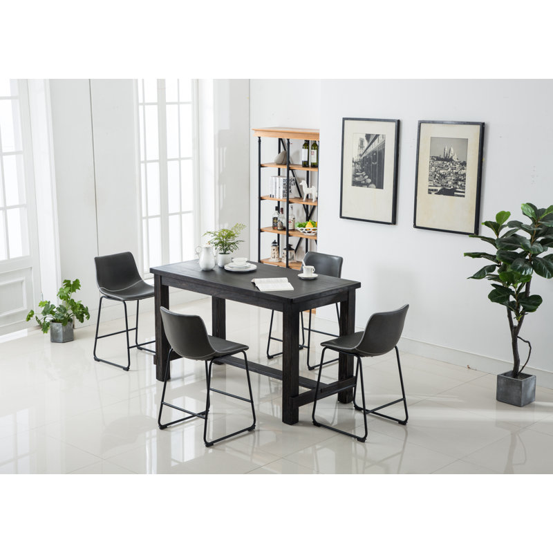 Counter Height Dining Set: Table And Chairs, Gray, 5