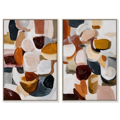 Ensemble de décorations murales colorées sur toile « Taupe Shell Intermix » par Art Remedy, cadre noir, 10 x 15