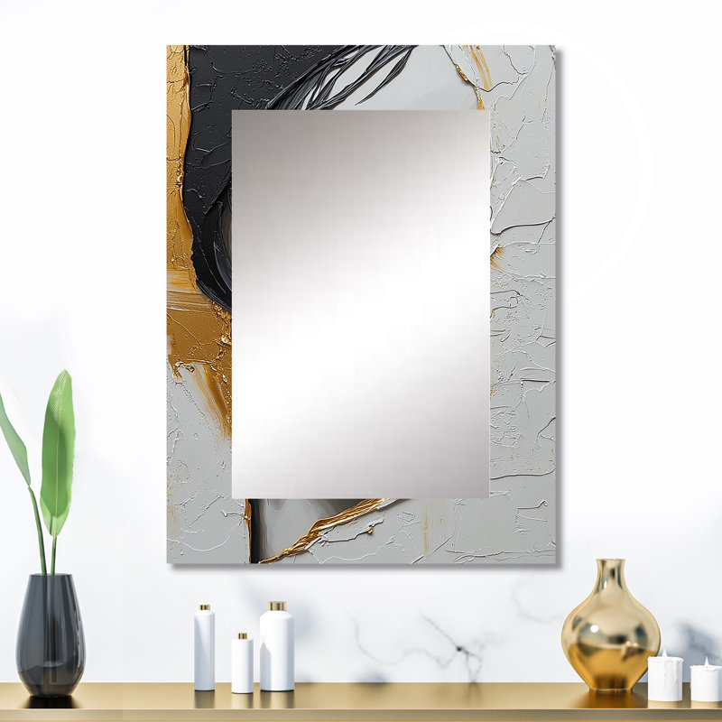Black And Gold Fashion Woman Glamazon III - Fashion Woman Decorative Mirror, Glam Wall Mirror, Printed Metal Art, 32" x 24"