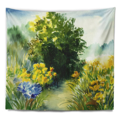 Tapisserie de verdure d'aquarelle de paysage