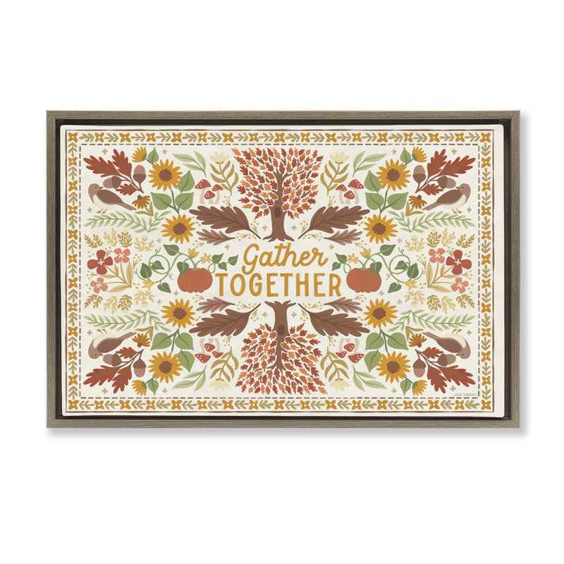 Toile «Gather Together» par Laura Marshall, Cadre flottant orme Montalcino, H 17 po x l 25 po