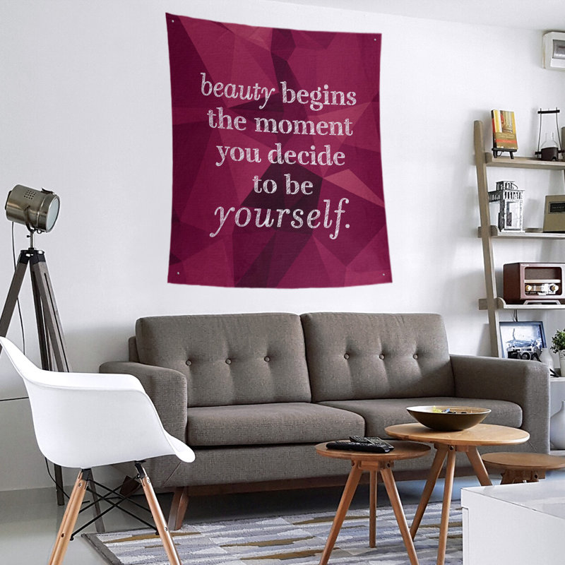 Tapisserie citation en polyester en faux gemme, H 104 po x l 88 po, Spinelle