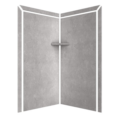 FlexStone Splendor 40"W x 40"D x 80"H Corner Shower Surround in Tundra