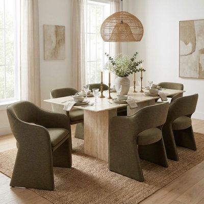 19" Seat Height Upholstered Waterproof Fabric Dining Armchair