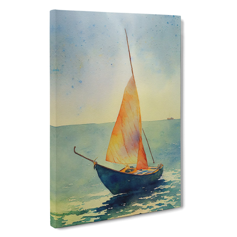 Boat Watercolour - Wall Art, Wrapped Canvas, 50cm H x 35cm W x 3cm D, No Matte