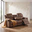 Canapé inclinable manuel 78 po 3 places brun | Canapé en velours avec table basse et porte-gobelets