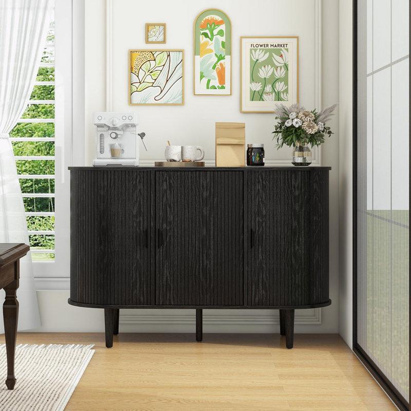 Armoire de rangement 3 portes avec tablette réglable, rangement pour meuble télé, Noir