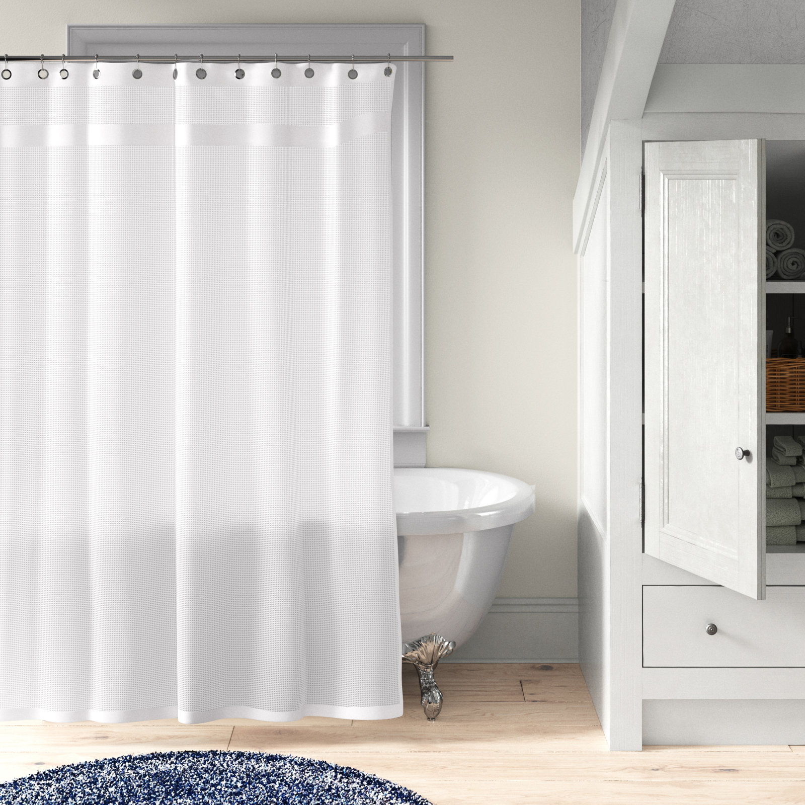 Brett Cotton Shower Curtain, White
