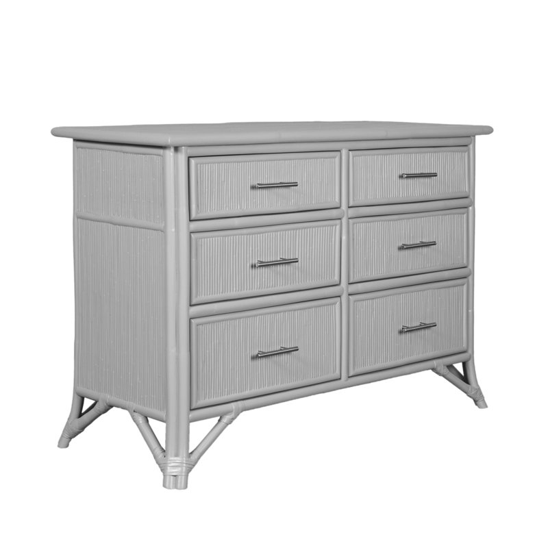 Commode double 6 tiroirs l 48 po Bermuda, Gris clair