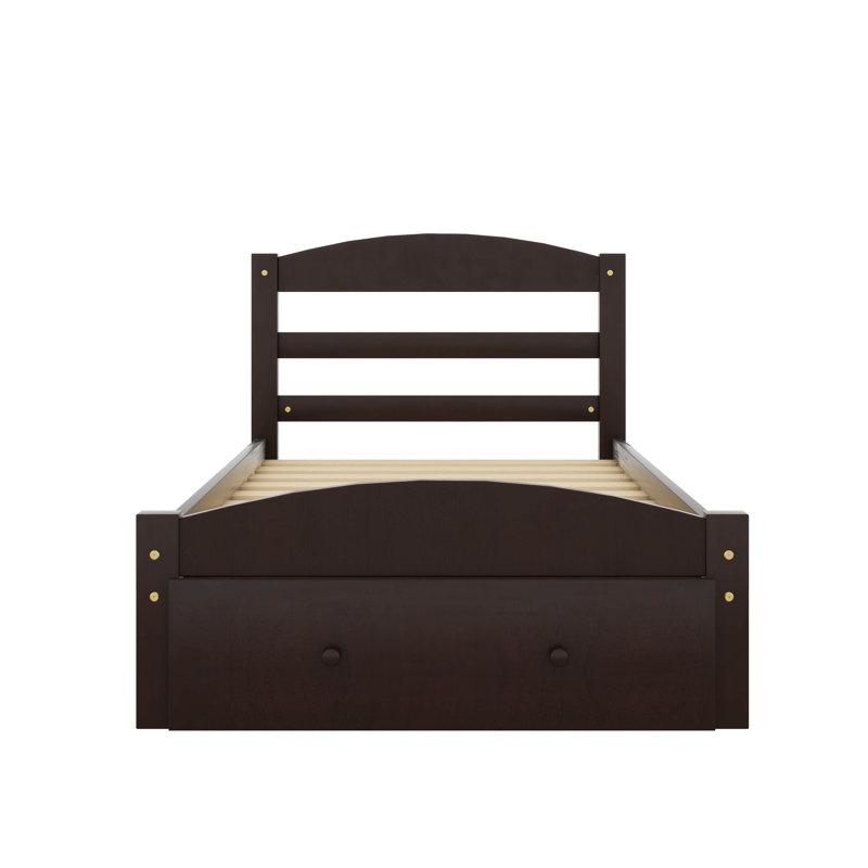 Tiroir de rangement avec lit plateforme simple, Espresso