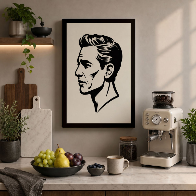 Contemplative Profile Modern - Wrapped Canvas, 18x12 - 45.7 x 30.5 cm, Cream Border