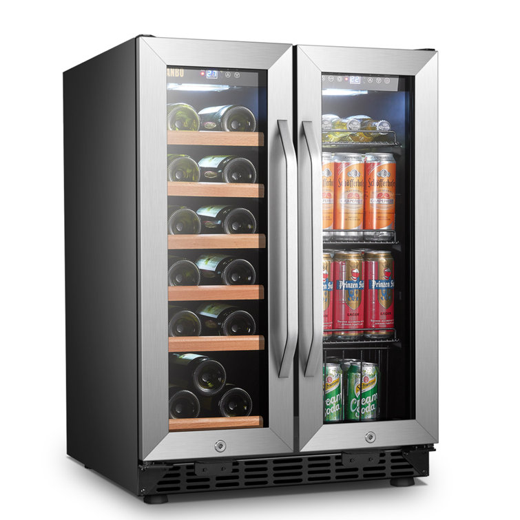 Lanbo Freestanding Refrigeration 23.4'' 18 Bottle and 55 Can Dual Zone Wine   Beverage Refrigerator  Reviews Wayfair Canada
