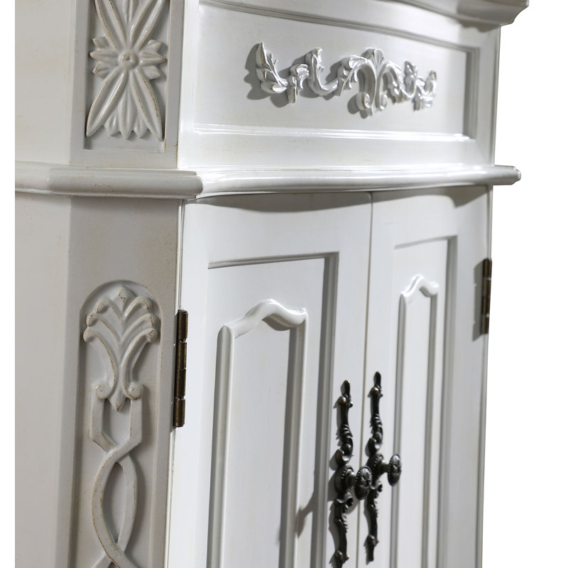 27'' Single Bathroom Vanity with Marble Top, Antique White