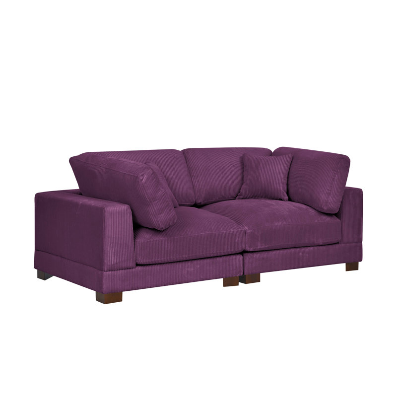 Annalissa 80" Square Arm Loveseat, Purple