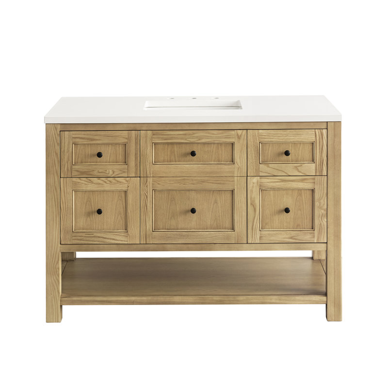 Breckenridge 48'' W Single Vanity, White Zeus, 8" Widespread, Light Natural Oak