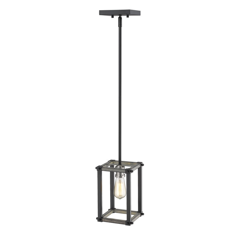 Luminaire suspendu simple à 1 lumière Charles, Bois de grange cendré