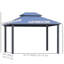 Pavillon de jardin 10 'x 12' avec double toit en polycarbonate, structure en aluminium, fabuleux pour la terrasse, le jardin, la cour, la terrasse, la pelouse, gris