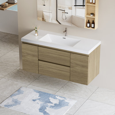 Meuble-lavabo simple 48 po avec plateau en résine Annekristin