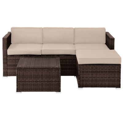 Lavish Home 3PC Outdoor Sectional Sofa Set Brown