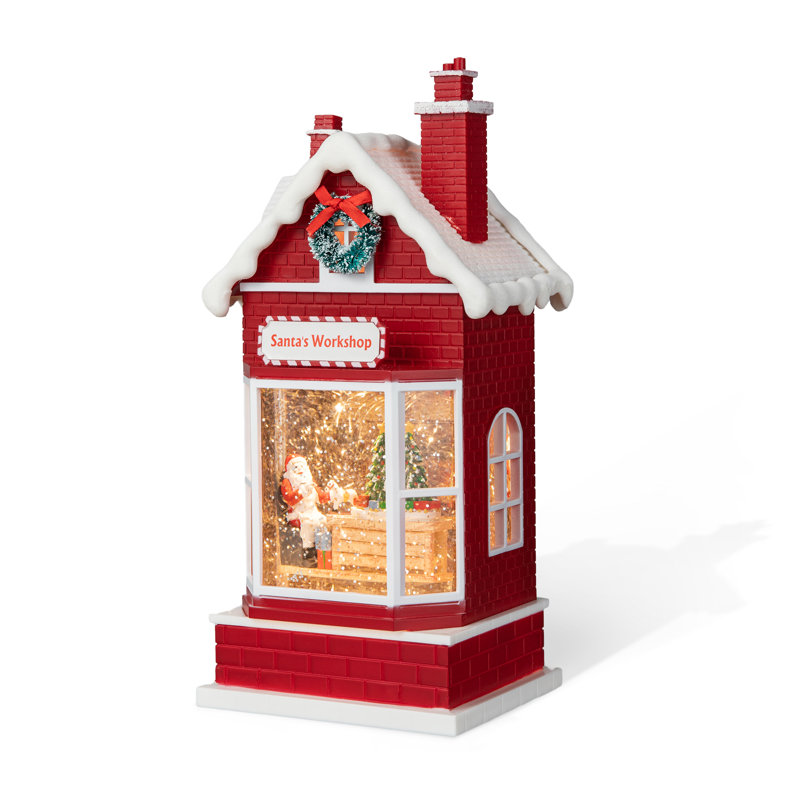 10.5"H Lighted Christmas Santa's Workshop Waterglobe