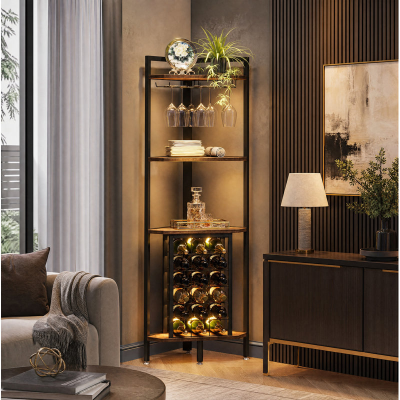 Reith 18 Bottle Wine Bottle & Glass Rack, Brown