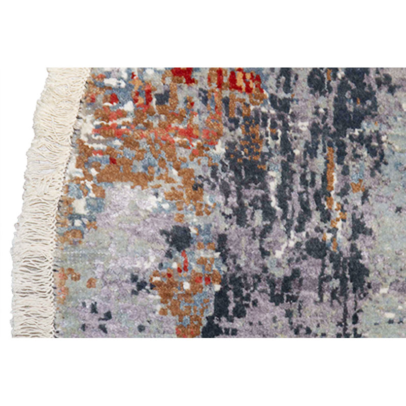 Tapis rond multicolore et multicolore de haute qualité noué à la main