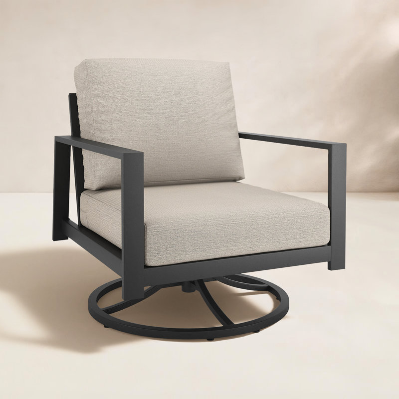 Chaise berçante d'extérieur en métal avec coussins Sunbrella® Townsend, Argent coulé Sunbrella®, No, Bare