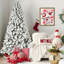 Arbre de Noël floqué pré-éclairé avec lumières blanches chaudes, pointes en PVC, fil mémoire dépliable automatiquement, support facile à assembler et support en métal stable - décor des Fêtes enneigé-115293855