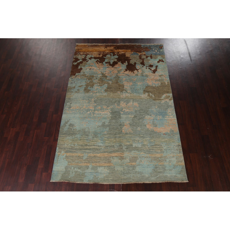 Tapis oriental en laine à motif végétal noué à la main 7 x 10
