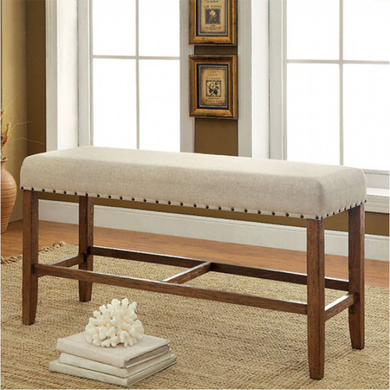 Gariner Linen Upholstered Bench, 25" H x 44" W x 16" D, Beige/Antique Black
