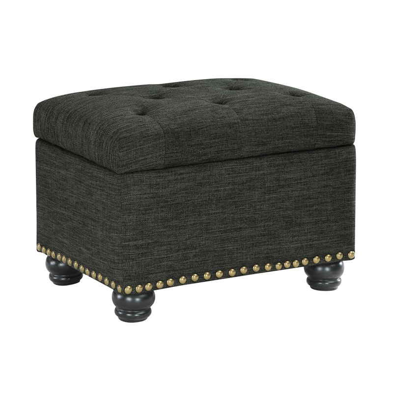 Repose-pieds avec rangement Frontenac, Tissu gris anthracite foncé