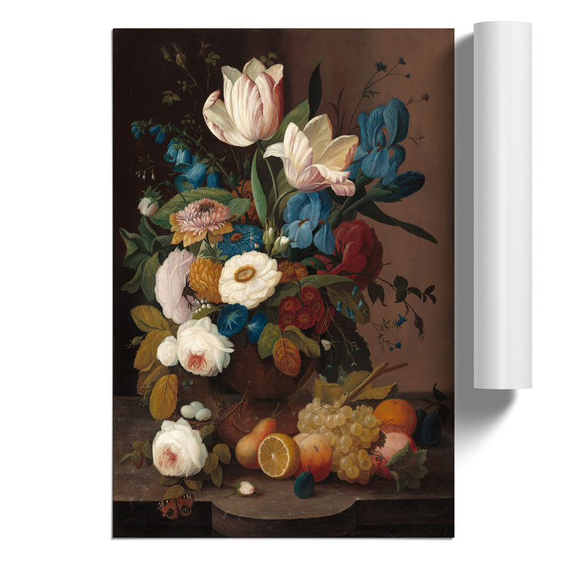 Still Life With Flowers And Fruit Vol.11 by Severin Roesen - No Frame Painting, 59cm H x 42cm W x 0.1cm D