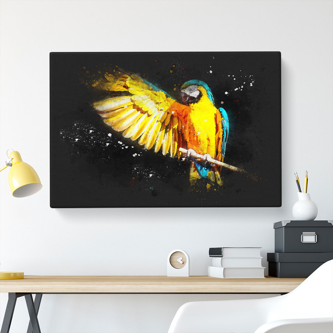 Yellow Macaw Parrot - Wrapped Canvas