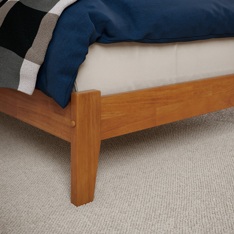 Teja Richmond Low Profile Solid Wood Platform Bed, Light Toffee, Extra-Long Twin