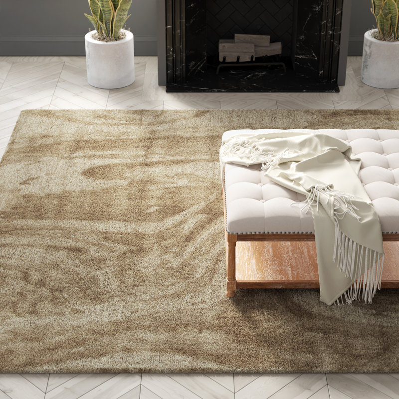 Tapis brun en laine touffeté à la main Aaliyah, Rectangle 10 pi x 13 pi