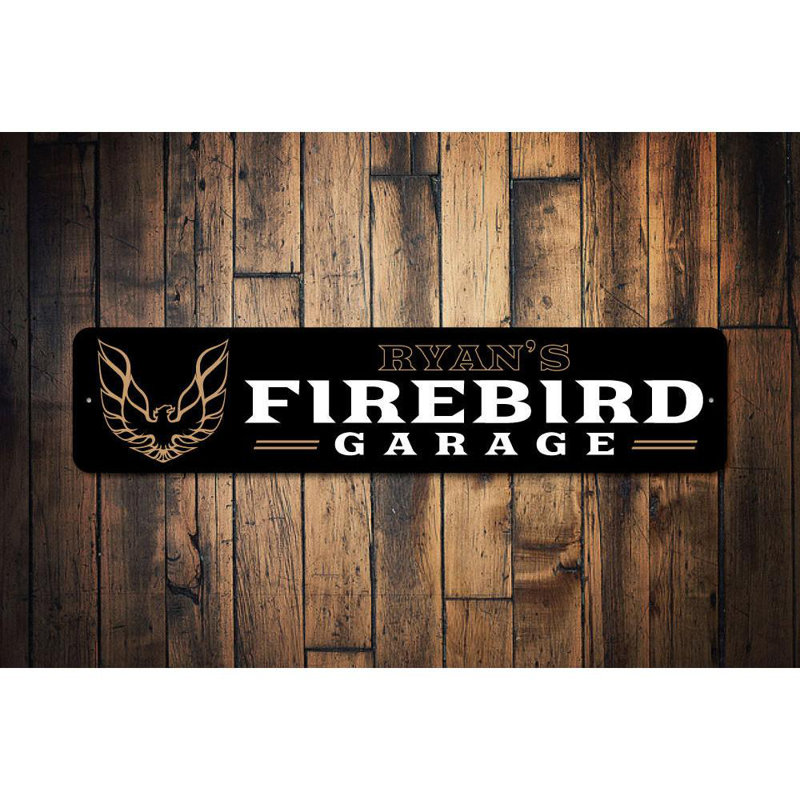 Enseigne en aluminium Firebird Garage, H 6 po x l 24 po x P 0,063 po