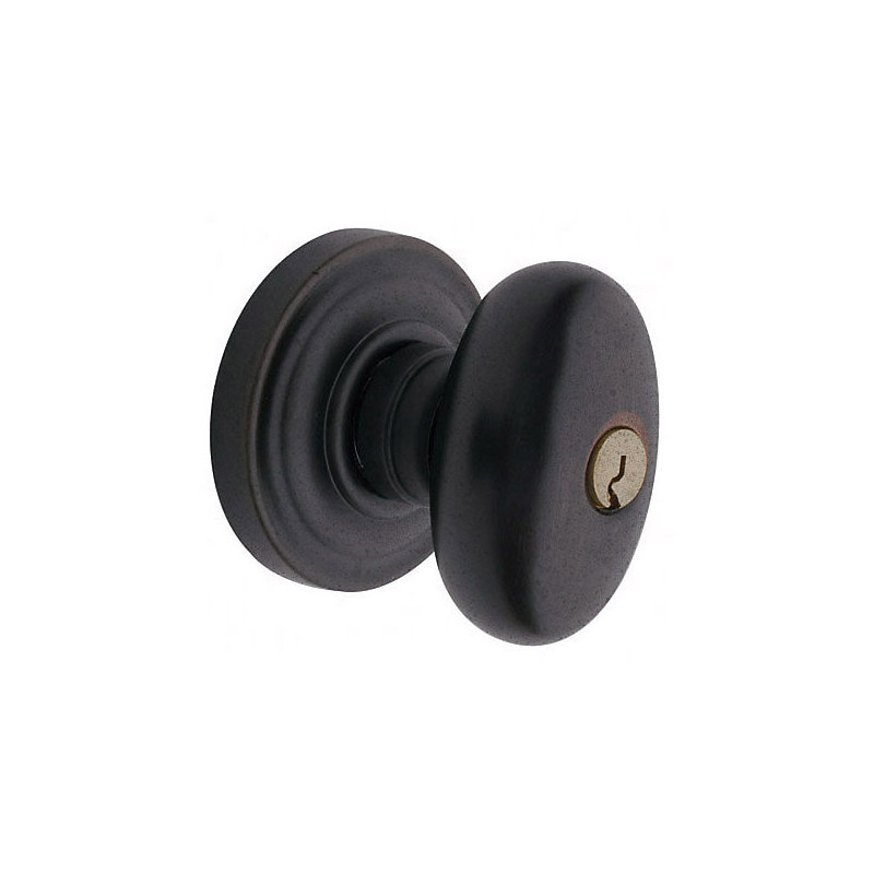 Keyed Egg Knob with Classic Rose, Distressed Oil Rubbed Bronze