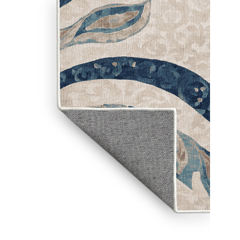 Machine Washable Beige Area Rug, Square 5'