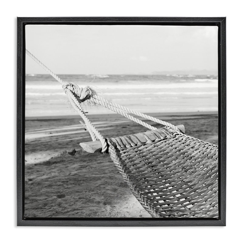  «Hammock Lounging» par Shore, art mural encadré flottant par LSR Design Studio, Cadre flottant noir de jais