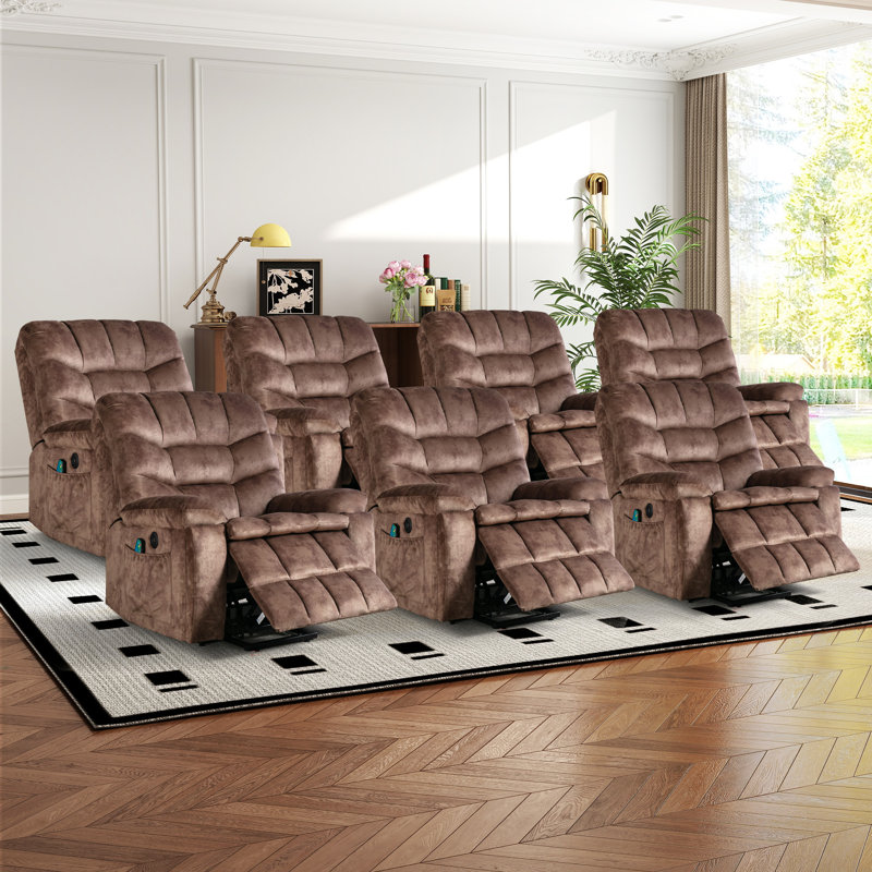 39.4" W Velvet Super Soft Oversize Power Lift Assist Recliner Chair With Massage Heating & Dual Hidden Cup Holders & USB