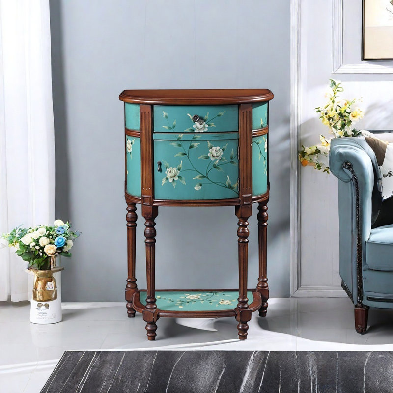 Half-Moon Cabinet with Hand-Painted Accents