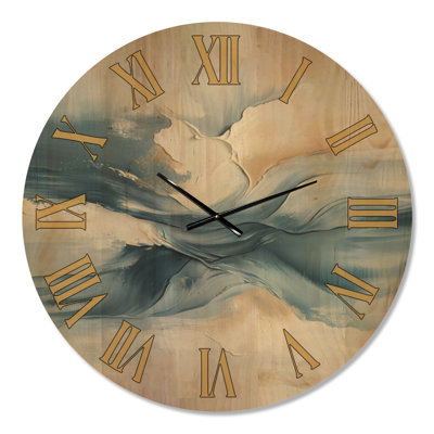 Blue Coastal Currents III - Horloge murale surdimensionnée Océan, imprimée sur bois